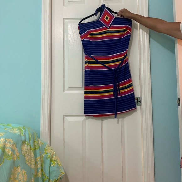Trina Turk Halter Neck Multi Color Mini Dress - Picture 2 of 2